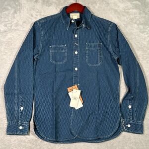 RRL Ralph Lauren Shirt Mens XS Blue Indigo Polka Dot Button Down Double RL Work